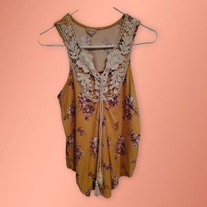 Stella Tweed Mustard Yellow Floral Tank